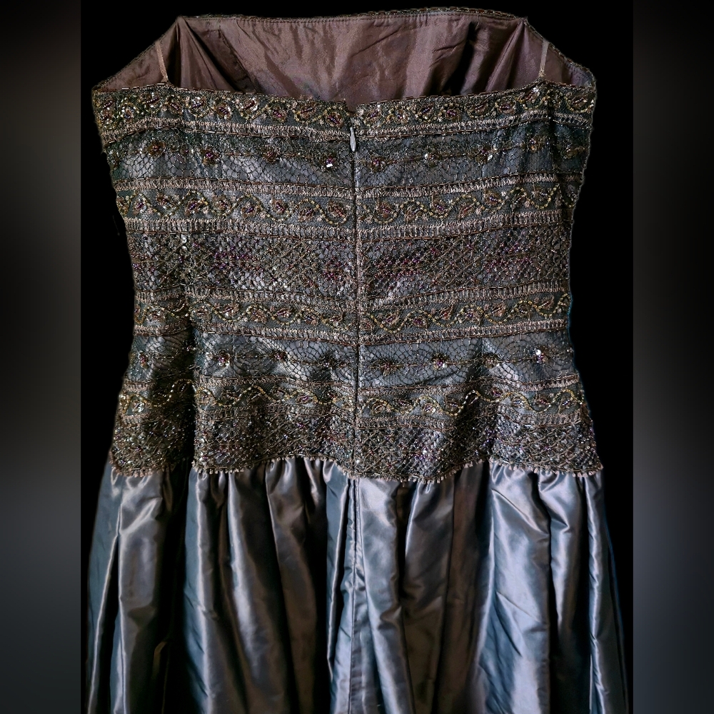 Vintage Liancarlo Couture For Neiman Marcus Brown Strapless Beaded Gown 8 - Picture 11 of 16